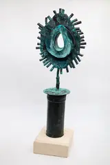 John Middleditch, Untitled - Abstract form, patinated copper mounted to stone base