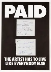 Billy Apple, Paid: The Artist Has to Live Like Everybody Else, screenprint with original receipts affixed