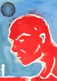 Andy Leleisi'uao, Untitled (Head of a Man), mixed media on paper