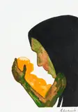 Andy Leleisi'uao, Untitled (Mother and Child), watercolour and graphite on paper