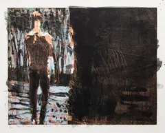 Euan MacLeod, Backwards, woodblock and lithograph, 12/22