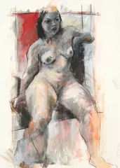 John Badcock, Emma, mixed media on paper