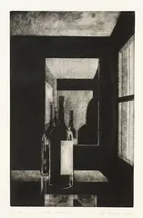 John Drawbridge, Interior with Bottles, mezzotint, 20/100