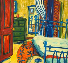 Joanna Ward, My Sister's Bedroom, oil on board