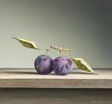 Neil Driver, Two Plums, acrylic on board