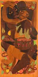 Pauline and James Yearbury, Summer Girl with Child, acrylic on incised rimu panel