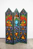 Murray Grimsdale, Untitled, acrylic on wooden screen, three panels