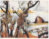 Stanley Palmer, Pohutukawa and Island - Mahurangi, bamboo engraving, 53/60