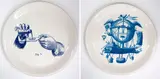 Fiona Pardington, Laurent Guzman Balloon and Photography Fig. 1, two ceramic plates with high-fired decoration from The Popular Recreator series