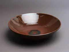 Large table bowl by Ray Rogers, with speckled brown glaze, offered May 2024