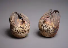 Rosemarie Brittain, Pair of large ceramic birds, with oxide washed surface (AF)