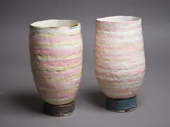 Megan Puls, Pink Vases, painted ceramic