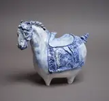 Susanne Fraser, Spirited Horse, hand-built ceramic with blue and white decoration