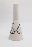 John Parker & Terry Stringer, Tall cone-shaped vase from the Works in Progress series, made by John Parker with grainy photo prints of John’s hands taken by Terry Stringer, arranged to look like John’s hands while potting, mid-1990s