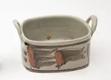 Merilyn Wiseman [attrib.], Stoneware handled tray, decorated with typical abstract design