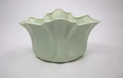 Fluted mantle vase by Crown Lynn Potteries, slip-cast ceramic with matt pale green glaze, sold May 2024