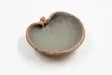 Len Castle, Small Avian bowl, the interior with mottled grey glaze, the textured exterior with umber pigment