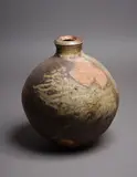 Large bottle vase by Chester Nealie, wood fired stoneware with shell impressions, sold May 2024