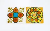 Charles Holmes, Two tiles (1978), glazed ceramics decorated with stylised floral motifs