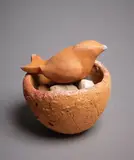 Helen Pollock, Bird and egg nest sculpture, terracotta (minor stress crack)