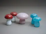 A collection of five mushrooms by Ola and Marie Hoglund, blown glass, sold May 2024