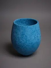 Turquoise vase by Peter Collis, three times fired clay finished with Egyptian paste, sold May 2024