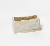 Luke Adams Pottery, Trough vase, early white glazed ceramic trough, of rectangular shape with a stoneware-type body and spiral motifs on the side