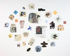 Know this place by Richard Killeen, acrylic and collage on aluminium, 32 parts, offered Mar 2024