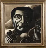 Tony Fomison, Untitled (Head and Spirits), oil on jute canvas, 1973-1974