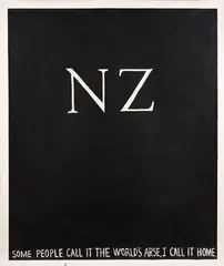Peter Robinson, NZ: Some People Call It The World’s Arse, I Call It Home, oil on unstretched linen canvas