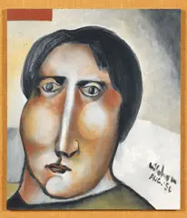 Portrait (Anne McCahon) by Colin McCahon, oil on board, offered Mar 2024