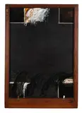 Ralph Hotere, Vive Aramoana, acrylic on board in original villa sash window frame