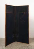 Ralph Hotere, Aramoana, Koputai, acrylic on canvas panels mounted on wooden frames set inside two-panel folding screen