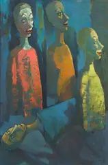 Jan Nigro, Death of a Skittle Clown, oil on board