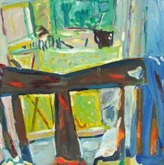 Joanna Paul, Barry’s Bay: View from the Interior Bedroom, oil on board, circa 1974