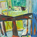 Joanna Paul, Barry’s Bay: View from the Interior Bedroom, oil on board, circa 1974