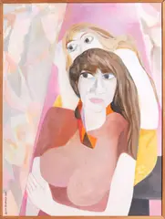Louise Henderson, Femmes Curieuses, oil on board