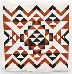 Nikau Hindin, Rehua, aute (paper mulberry), kōkōwai (red ochre), ngārahu (soot pigment)