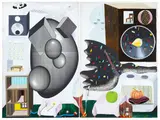 Andrew McLeod, Observing Young Woman’s Dress Sense, silkscreen, oil, gouache, and graphite on canvas, diptych