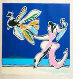 Pat Hanly, Paradise Bird Escapes Bather, screenprint, 35/50
