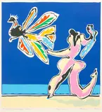 Pat Hanly, Paradise Bird Escapes Bather, screenprint, AP