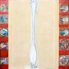 Cell, Block and System by Shane Cotton, oil and collage on canvas, offered Feb 2024