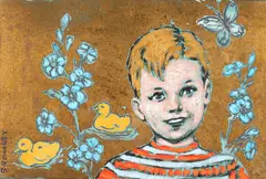 David Bromley, Boy, acrylic on gold leaf on canvas