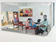 Logan Moffat, The Studio, oil on shaped canvas