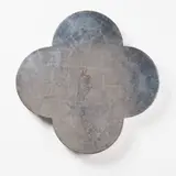 Max Gimblett, Trickster, black bole clay, palladium leaf, moon gold leaf and gesso on shaped board