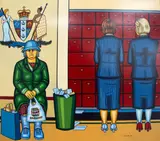 Janice Gill, Woman's Daily Round, oil on board