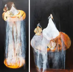 Sandra Bushby, Untitled, oil on board, diptych