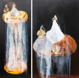 Sandra Bushby, Untitled, oil on board, diptych