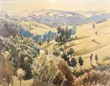 Peter McIntyre, Hawke's Bay Landscape, watercolour