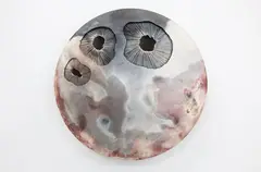 Ray Rogers, Hanging vase, raku fired ceramic, with three fungoid form apertures